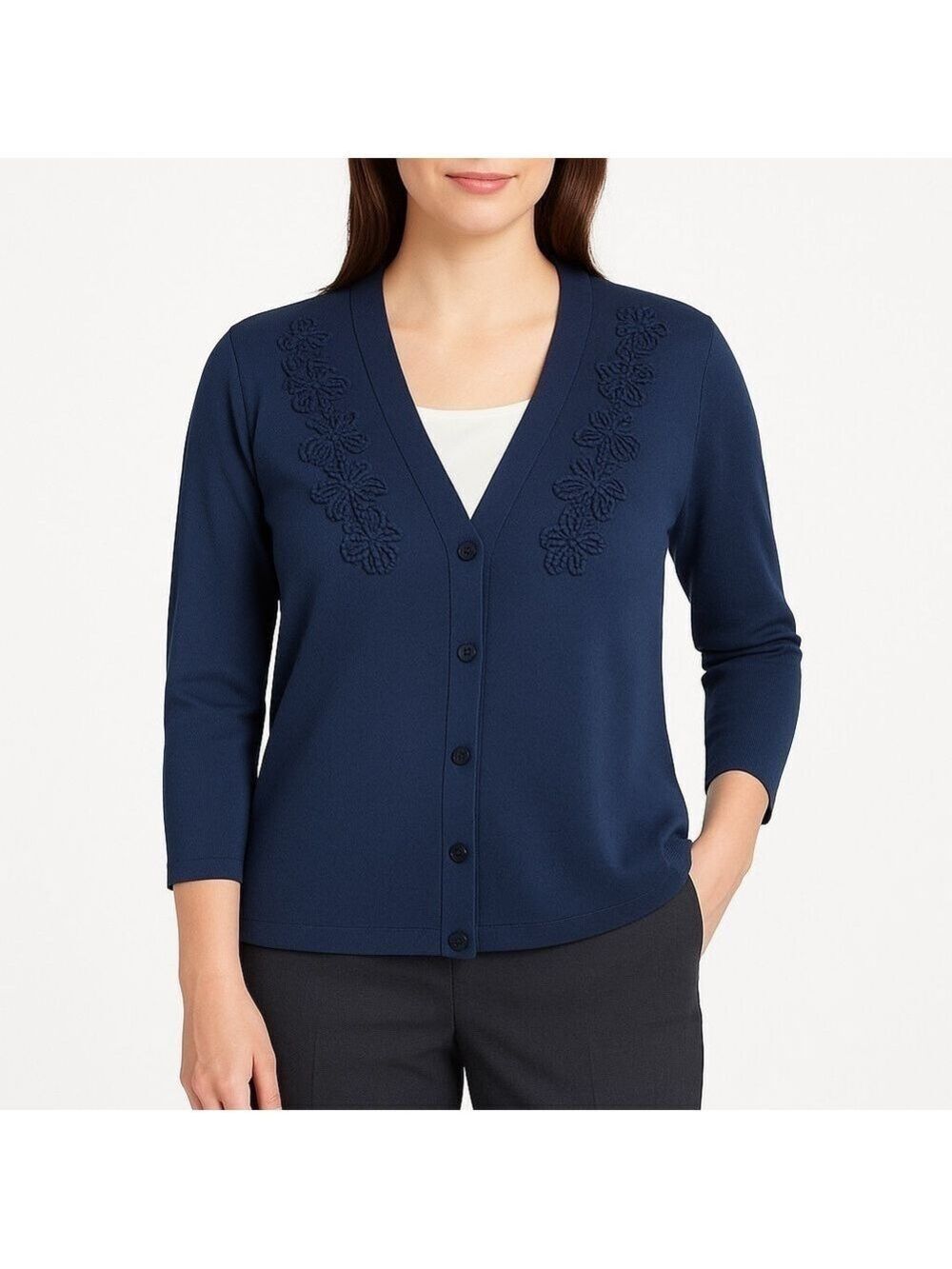 RAFAELLA STUDIO Navy Blue Button Up Casual Jacket Size L